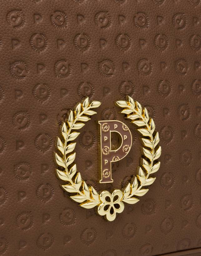 Pollini Borsa A Spalla Con Tracolla Regolabile Heritage Logo Embossed Marrone Hotsell