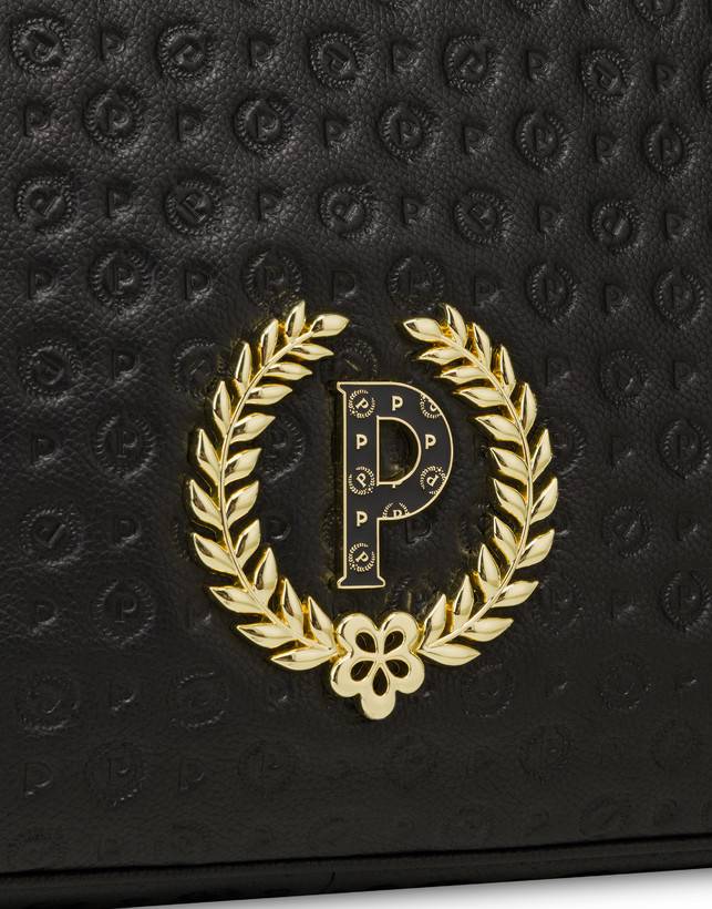 Pollini Borsa A Spalla Con Tracolla Regolabile Heritage Logo Embossed Nero Vendita Calda