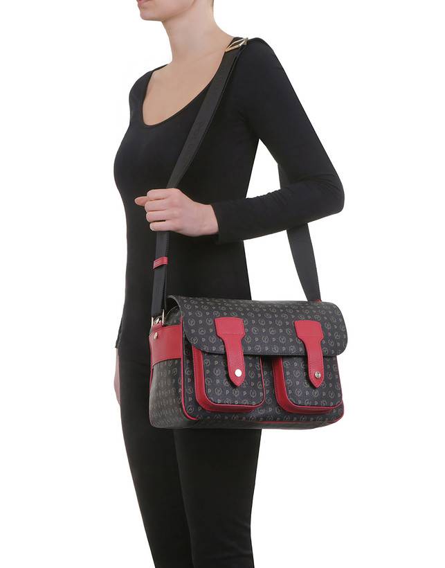 Pollini Borsa A Spalla Multitasche Heritage Logo Classic Nero/lacca Saldi Di Fabbrica