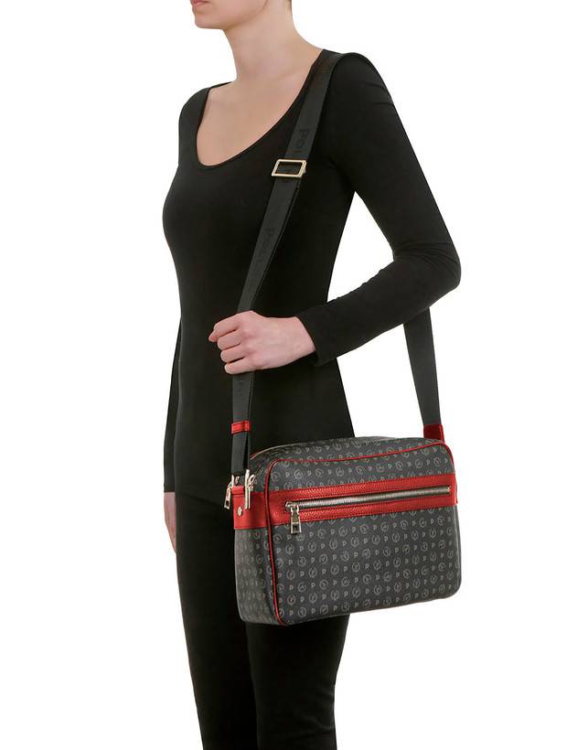 Pollini Borsa A Spalla Heritage Logo Classic Nero/lacca Vendite Flash