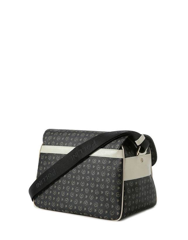 Pollini Borsa A Spalla Multitasche Heritage Logo Classic Nero/avorio In Saldo
