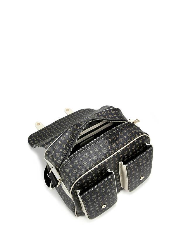 Pollini Borsa A Spalla Multitasche Heritage Logo Classic Nero/avorio In Saldo