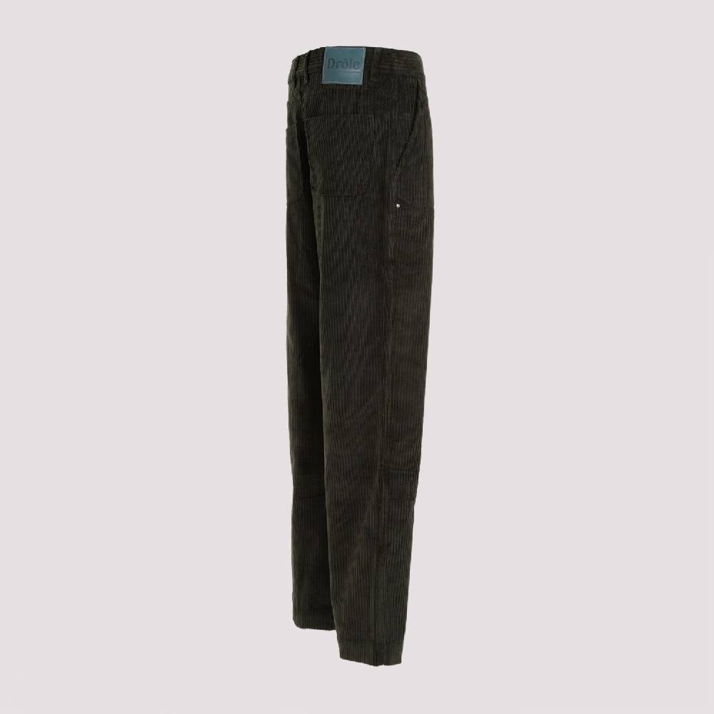 DRÔLE DE MONSIEUR  Pantaloni di Cotone Verde a Costine da Uomo di DRÔLE DE MONSIEUR Economico