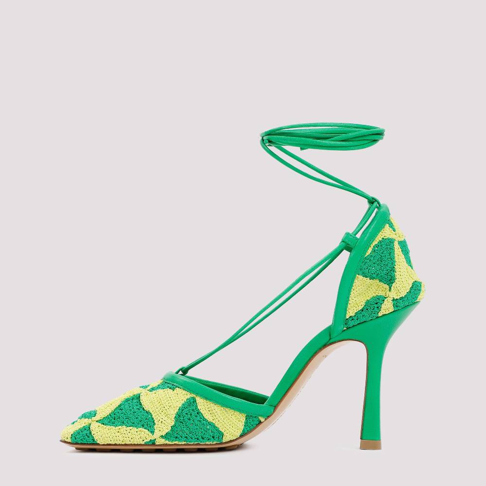 BOTTEGA VENETA  Sandali Bottega Veneta Verde e Giallo in Cotone per Donna 2025