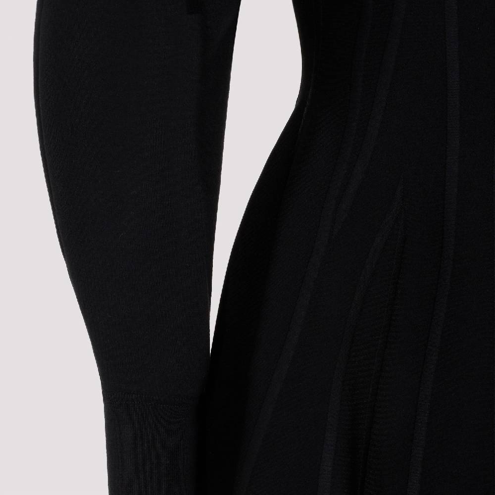 ALEXANDER MCQUEEN  Abito in Misto Lana Nero Alexander McQueen - Gonna a Campana a Righe Negozi Online