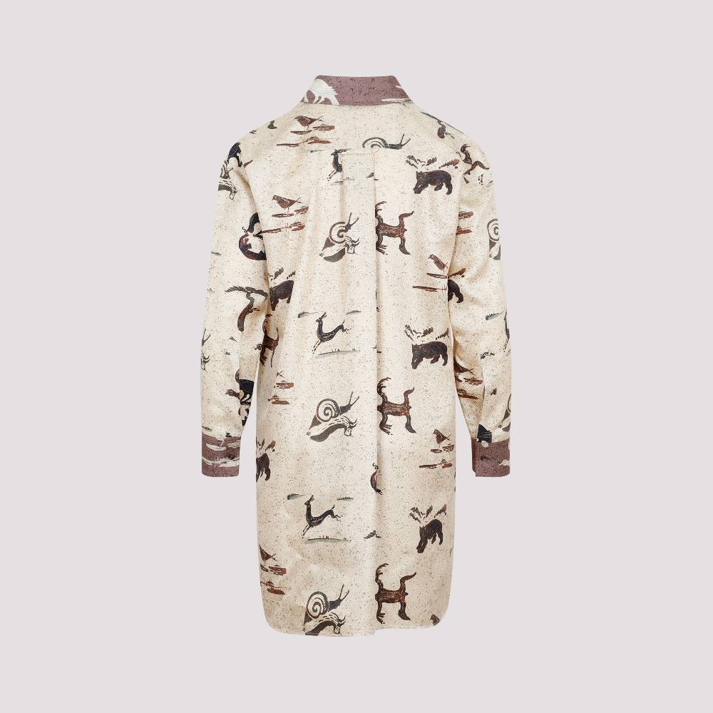LOEWE  Camicia Oversize da Donna Loewe in Seta Beige con Stampa Animalier Promozione Limitata