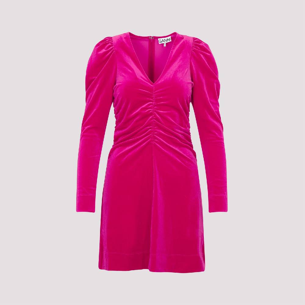 GANNI  Abito Mini in Velluto GANNI Love Potion - Rosa & Viola Prezzo Ridotto