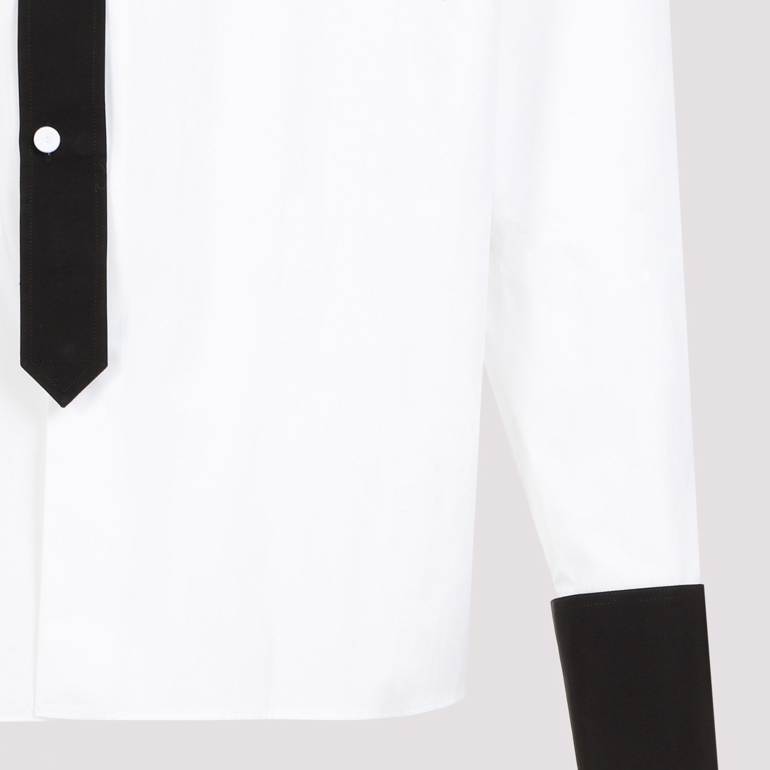 PRADA  Camicia Prada Uomo Cotone Bianco con Colletto a Contrasto Nero Sottocosto