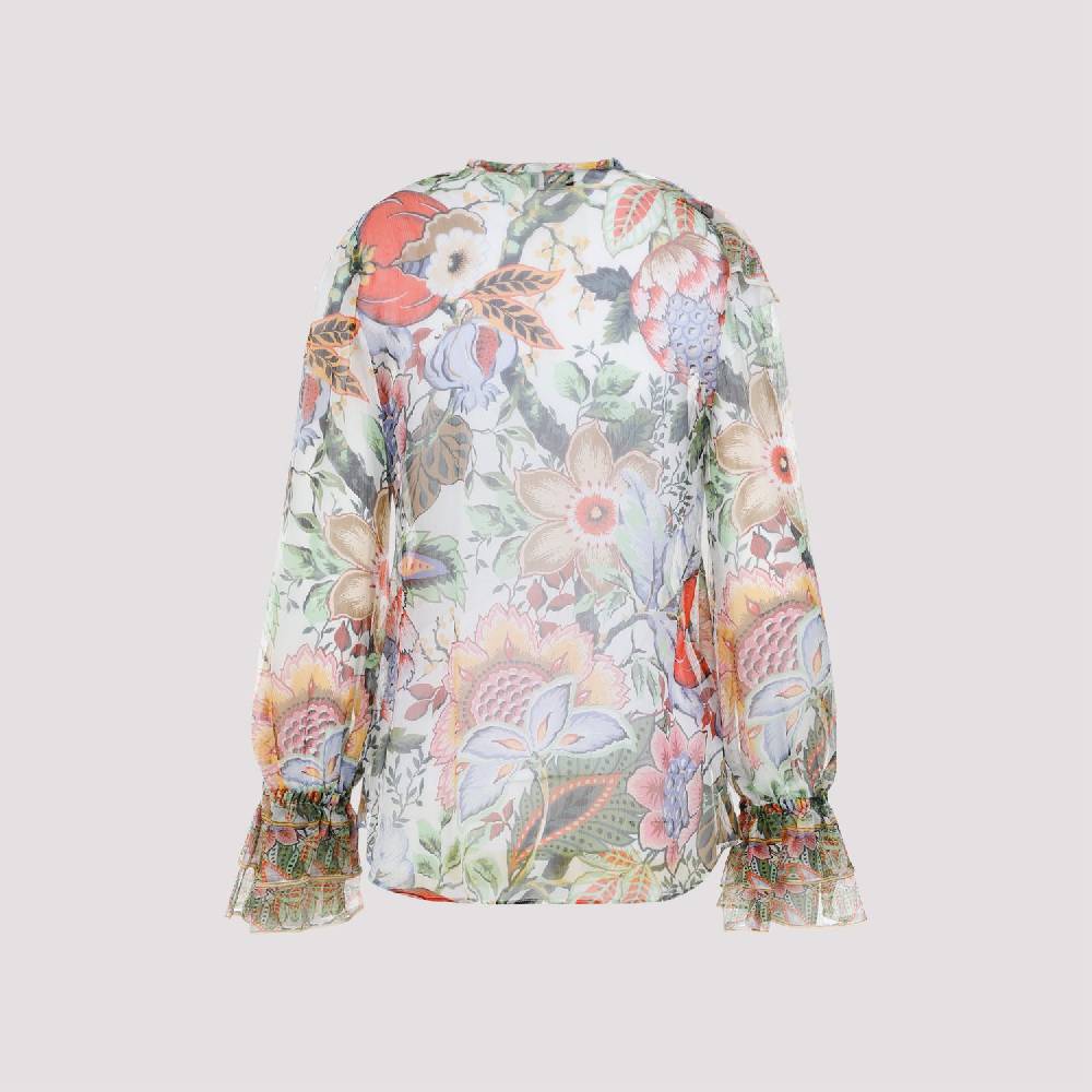 ETRO  Camicia ETRO in Seta Floreale con Ruche - Multicolore Novità
