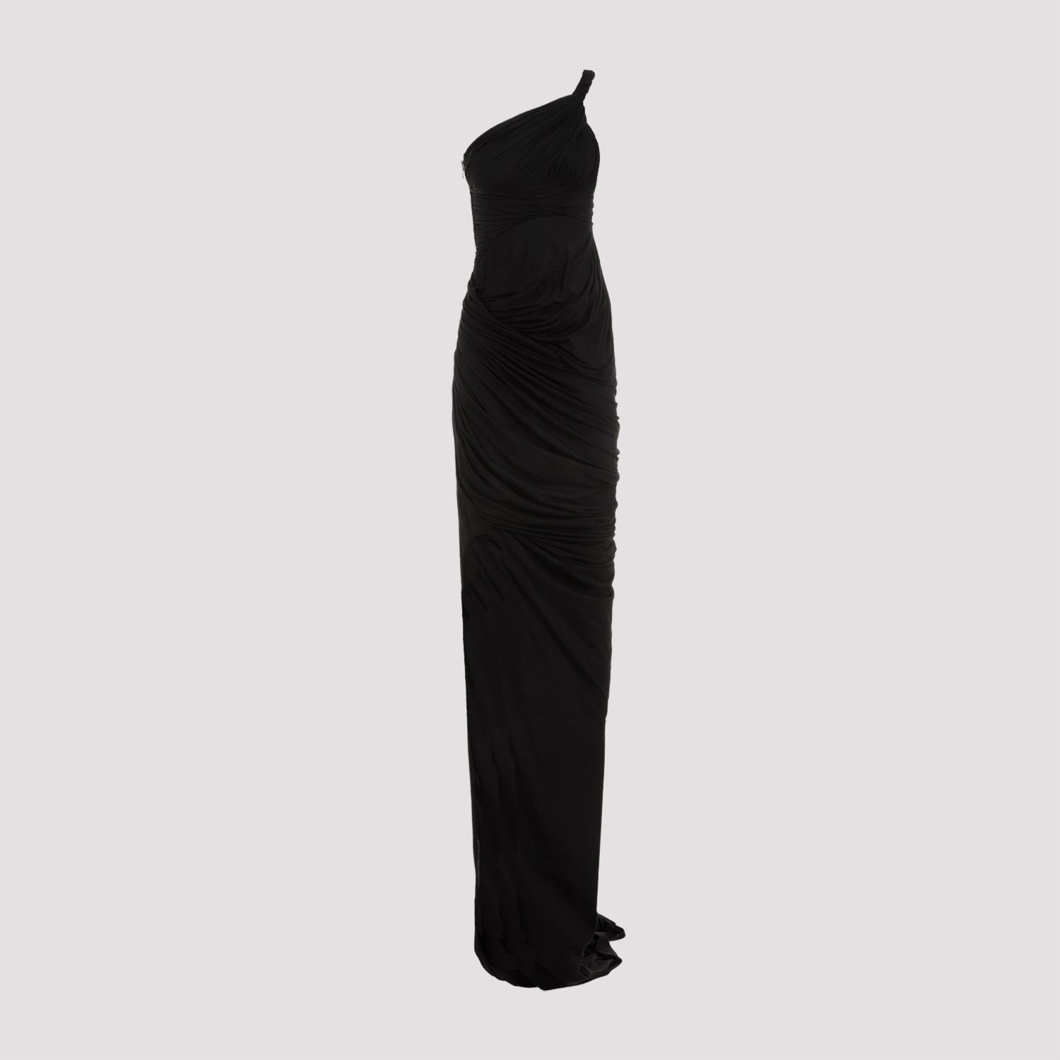 RICK OWENS  Abito Drappeggiato Monospalla Nero in Cotone di Rick Owens Presa