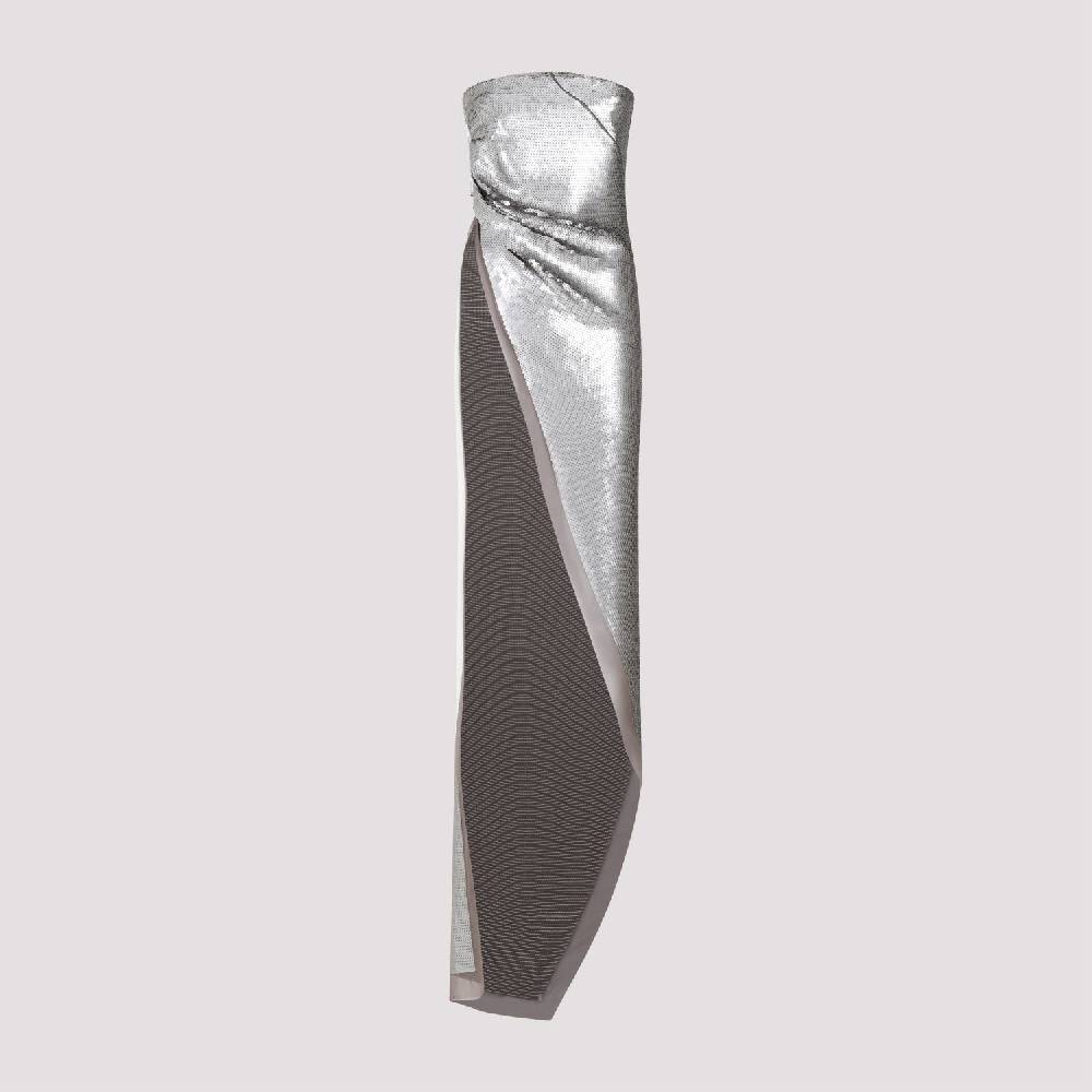 RICK OWENS  Top in Seta Grigio Perla con Paillettes Rick Owens Economico