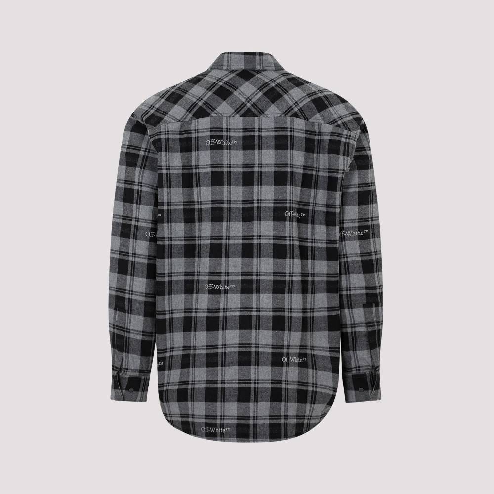 OFF-WHITE  Camicia Overshirt a Quadri in Cotone Grigio da Uomo Off-White In Vendita