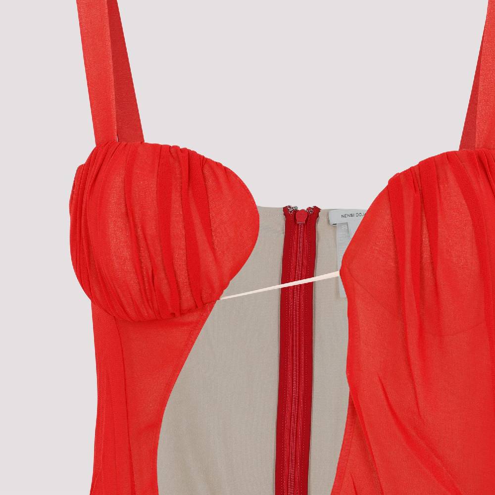 NENSI DOJAKA  Abito Mini Asimmetrico Rosso di Seta Nensi Dojaka Offerte