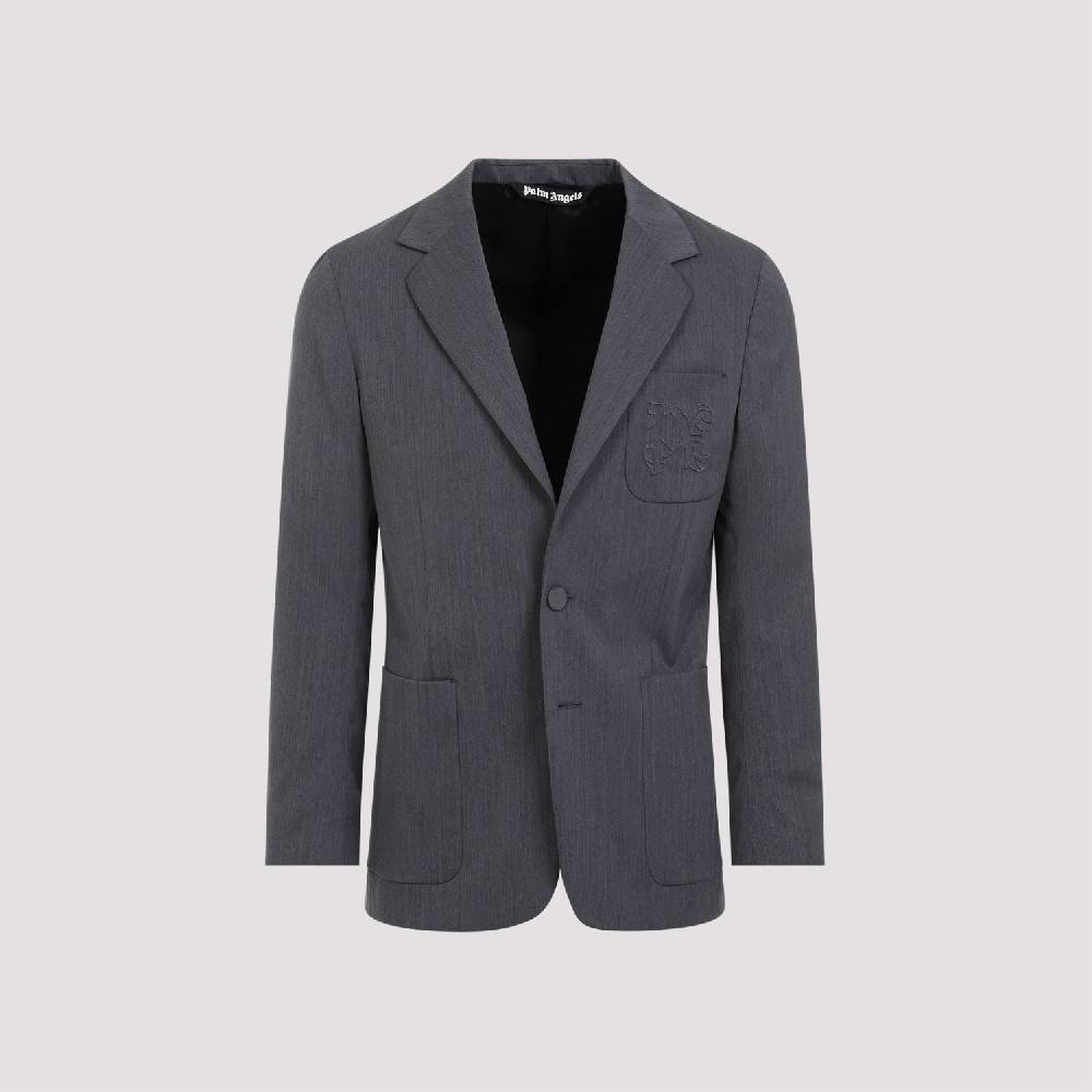 PALM ANGELS  Blazer Monogramma Grigio Chiaro Palm Angels - Uomo Poliestere e Lana Hotsell
