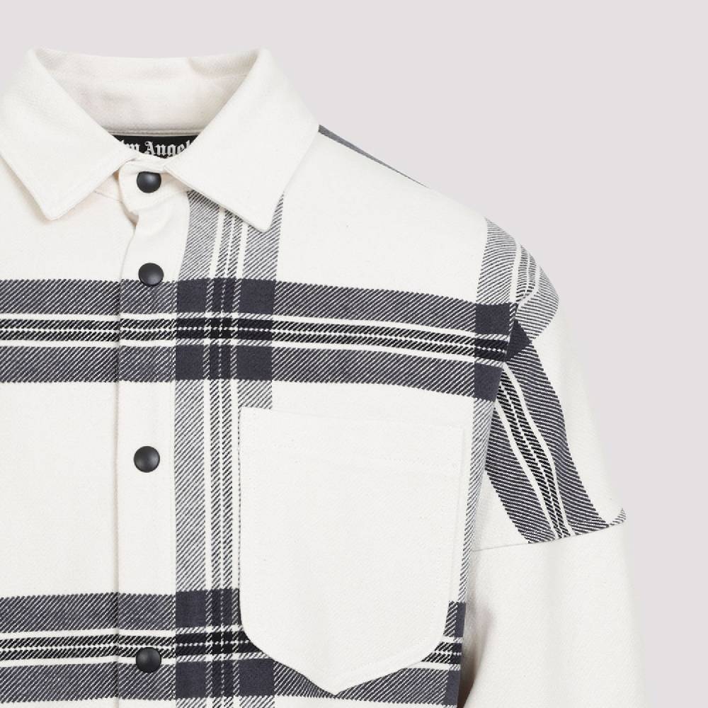 PALM ANGELS  Camicia Overshirt a Quadri Bianco Spento Palm Angels - Uomo Vendita Calda