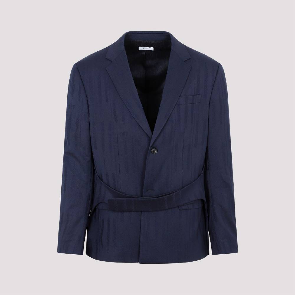 OFF-WHITE  Giacca Uomo Off-White in Lana Blu Shibori Saldi Di Fabbrica
