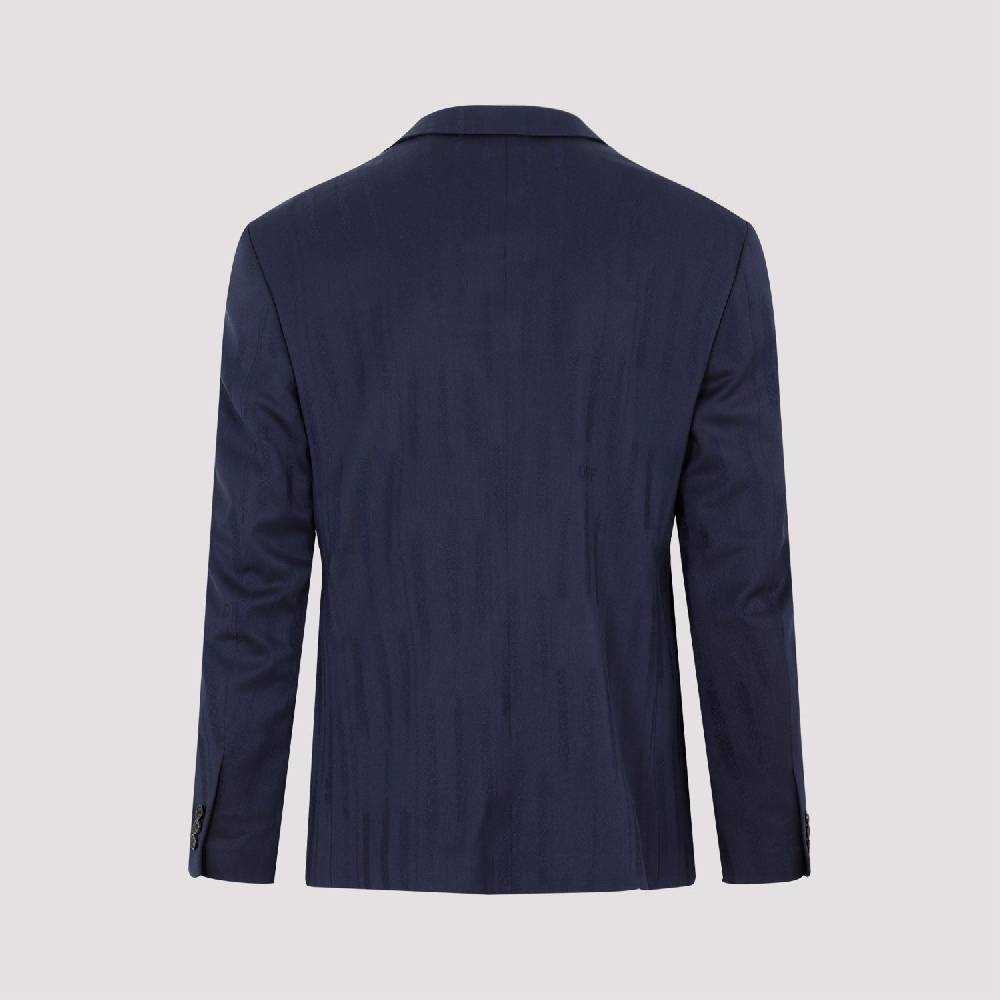OFF-WHITE  Giacca Uomo Off-White in Lana Blu Shibori Saldi Di Fabbrica