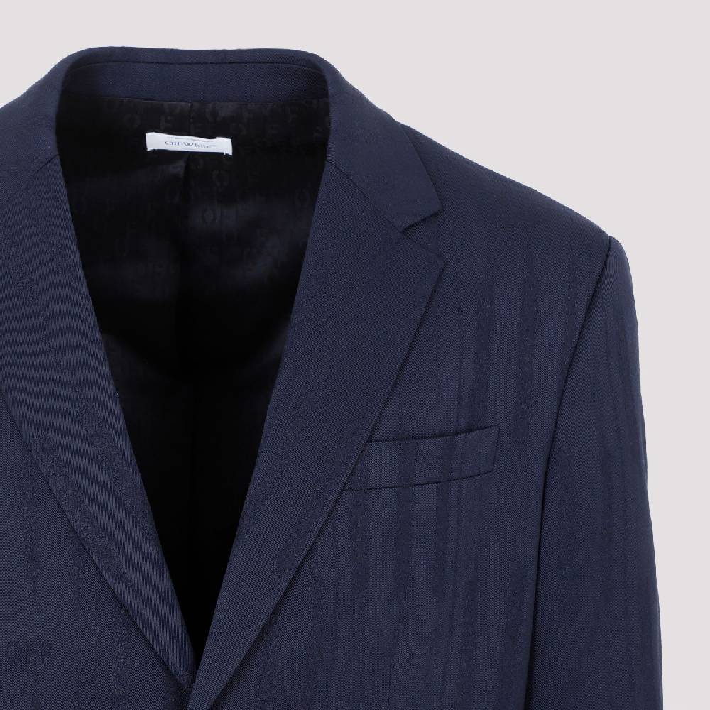 OFF-WHITE  Giacca Uomo Off-White in Lana Blu Shibori Saldi Di Fabbrica