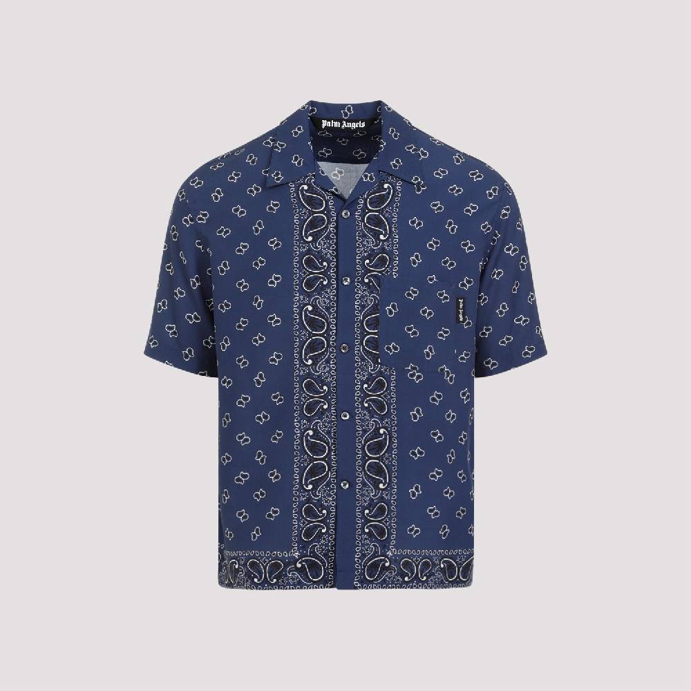 PALM ANGELS  Camicia Bowling Blu Navy Paisley Palm Angels Uomo I Più Venduti