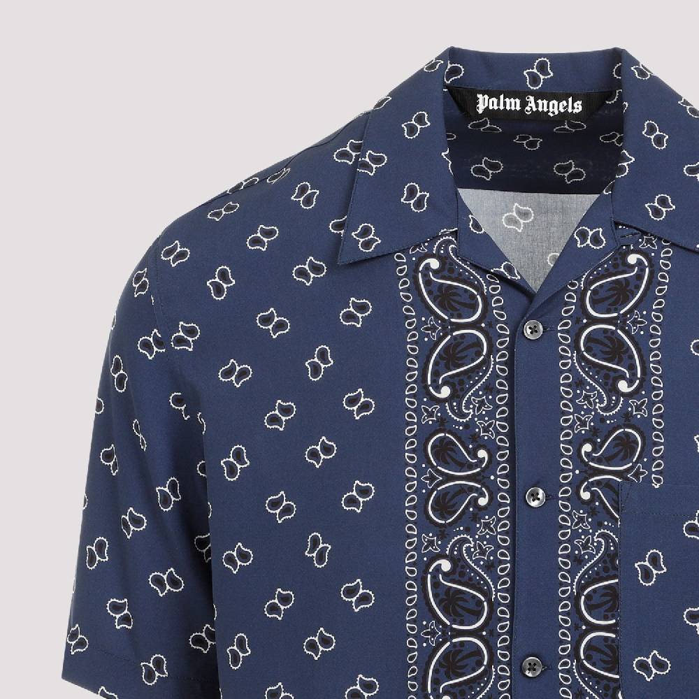 PALM ANGELS  Camicia Bowling Blu Navy Paisley Palm Angels Uomo I Più Venduti