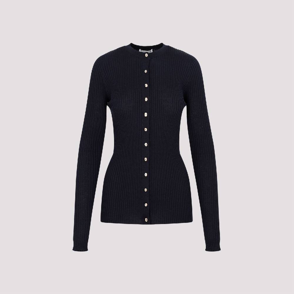 JIL SANDER  Cardigan Blu Notte in Lana e Seta da Donna Jil Sander In Saldo