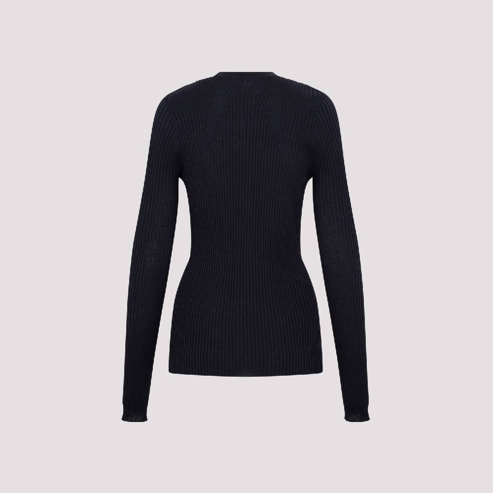 JIL SANDER  Cardigan Blu Notte in Lana e Seta da Donna Jil Sander In Saldo