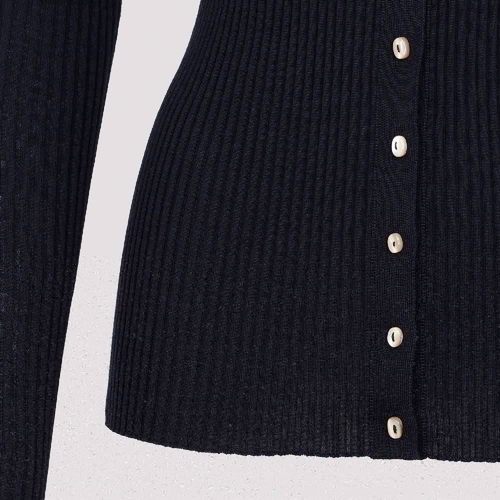 JIL SANDER  Cardigan Blu Notte in Lana e Seta da Donna Jil Sander In Saldo