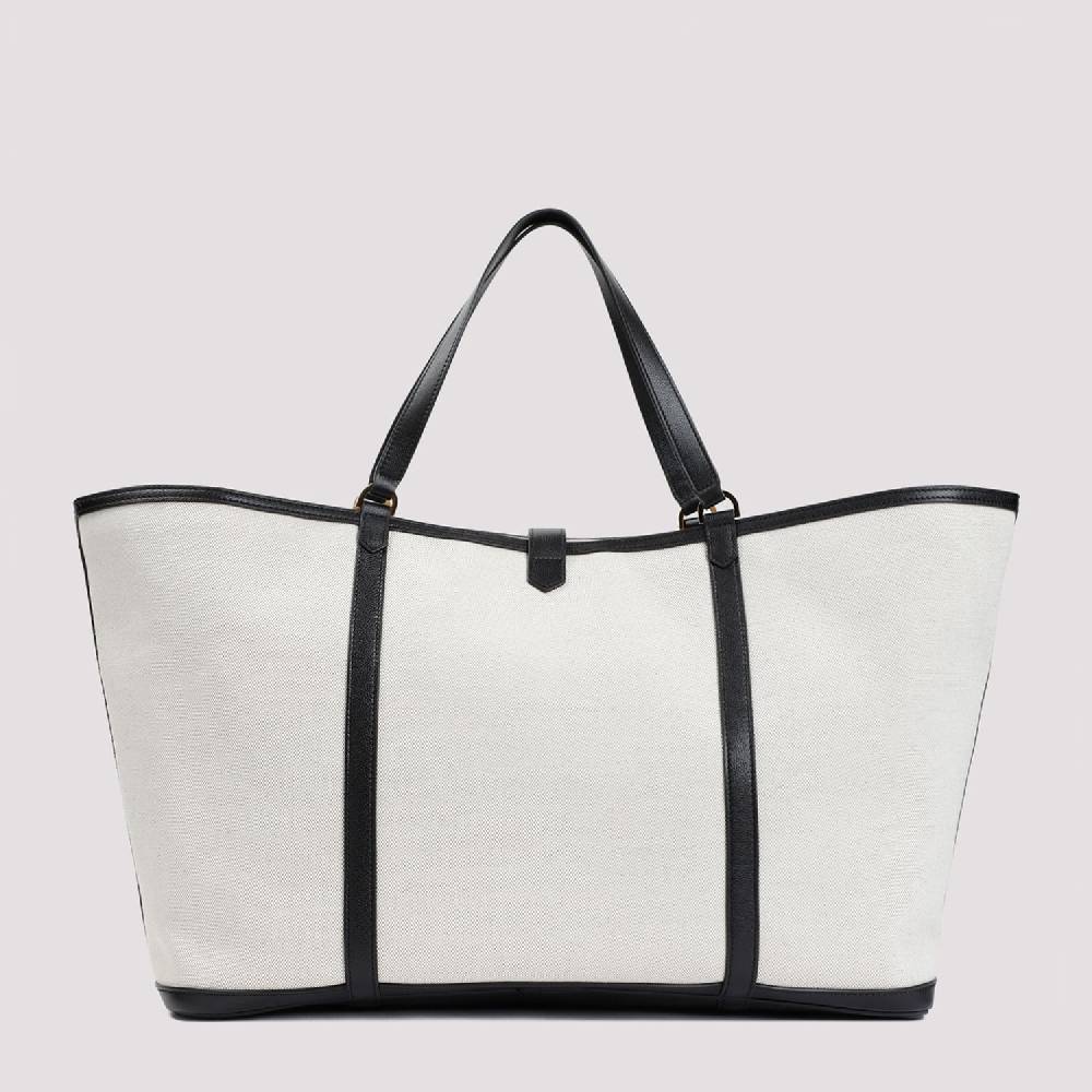 TOM FORD  Borsa Shopper TOM FORD in Cotone e Pelle Nera Moda
