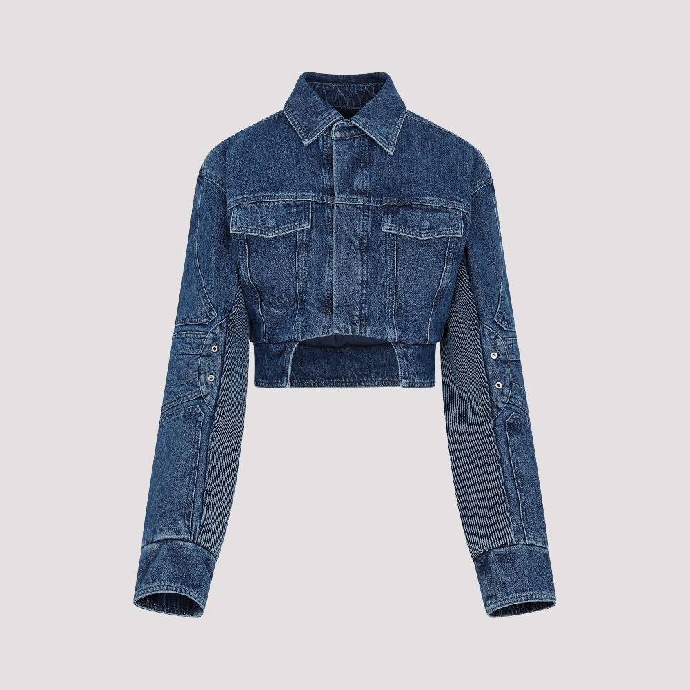 OFF-WHITE  Giacca Moto Cropped Denim Blu Off-White Pezzi Unici