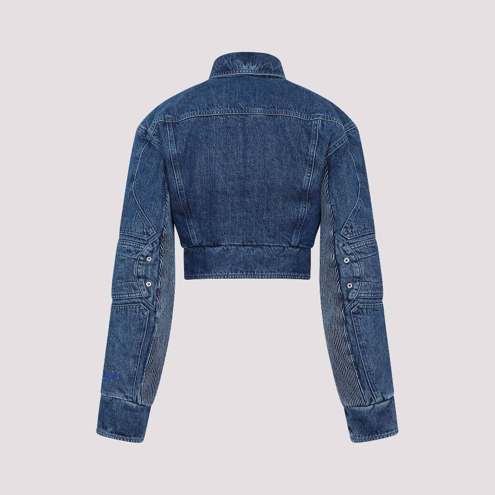 OFF-WHITE  Giacca Moto Cropped Denim Blu Off-White Pezzi Unici