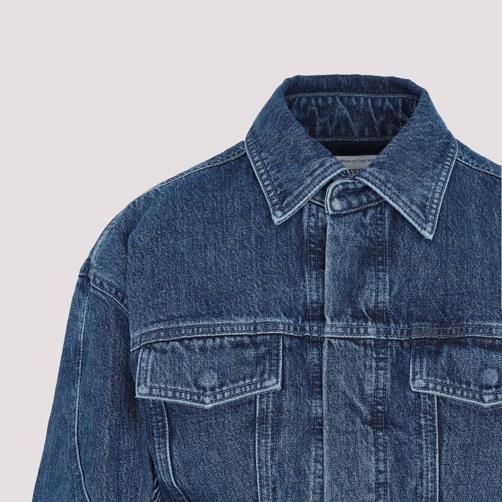 OFF-WHITE  Giacca Moto Cropped Denim Blu Off-White Pezzi Unici