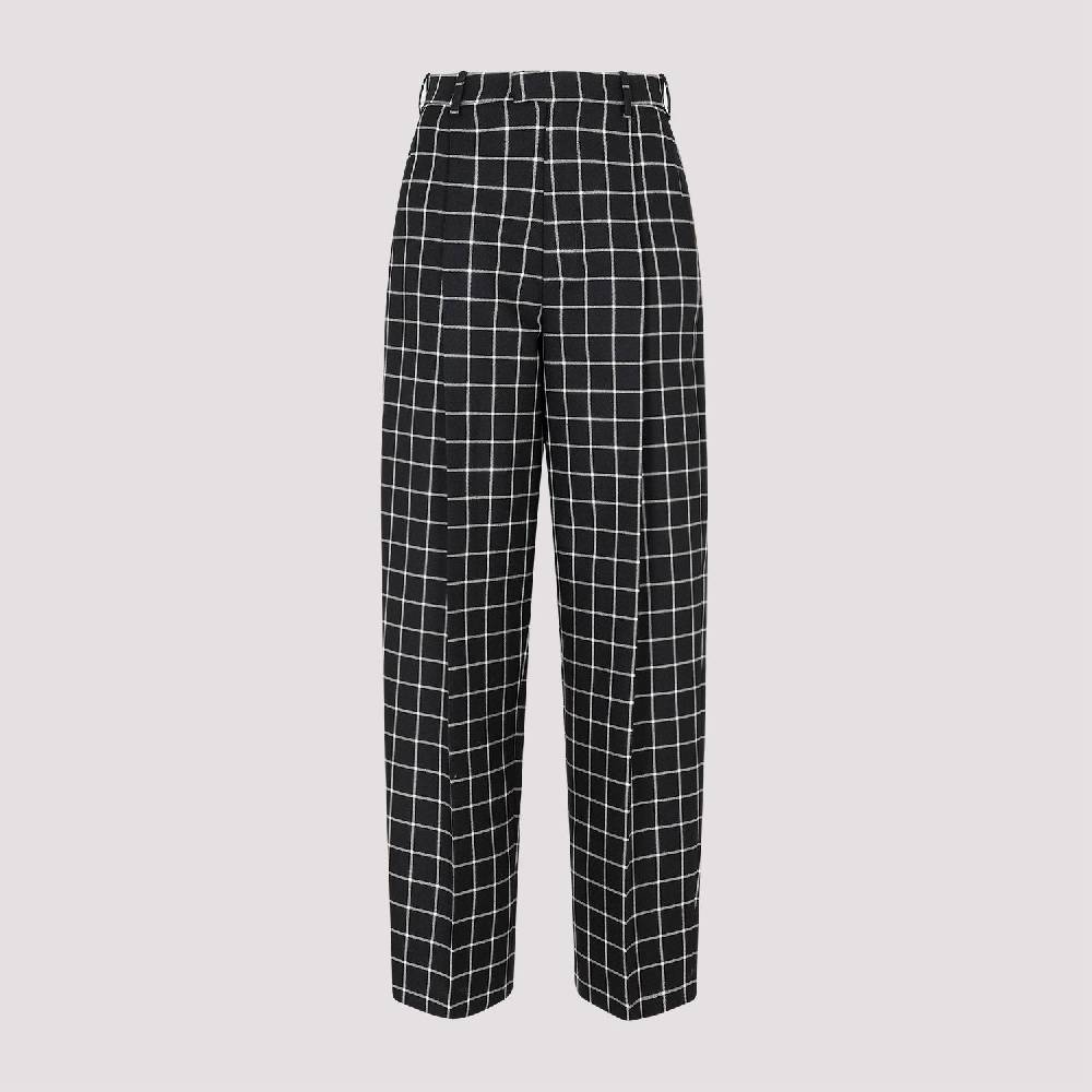 MARNI  Pantaloni Dritti di Lana a Quadri Neri MARNI per Donna Soddisfazione Garantita