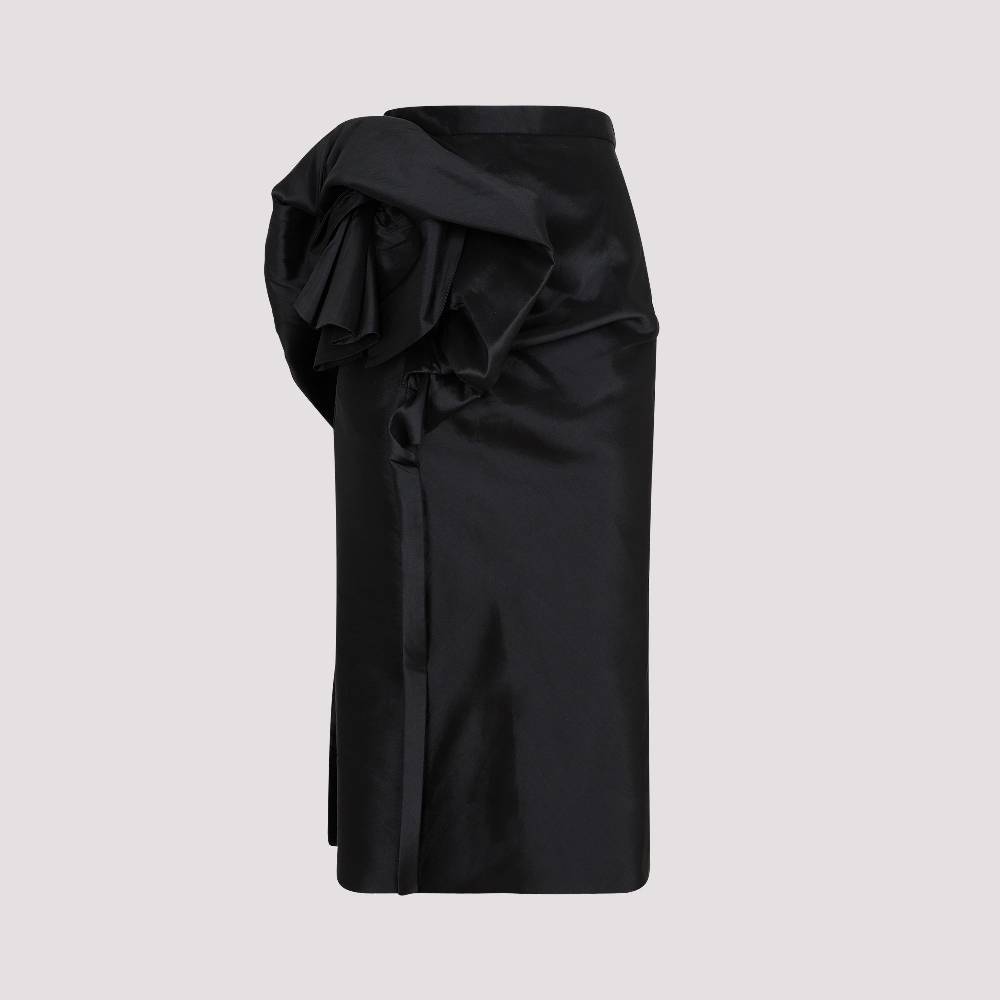MAISON MARGIELA  Gonna Midi Nera Drappeggiata Maison Margiela - Misto Poliestere/Seta Negozi Online