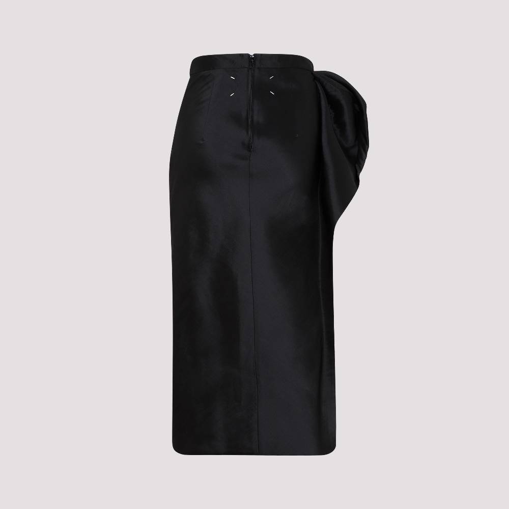 MAISON MARGIELA  Gonna Midi Nera Drappeggiata Maison Margiela - Misto Poliestere/Seta Negozi Online