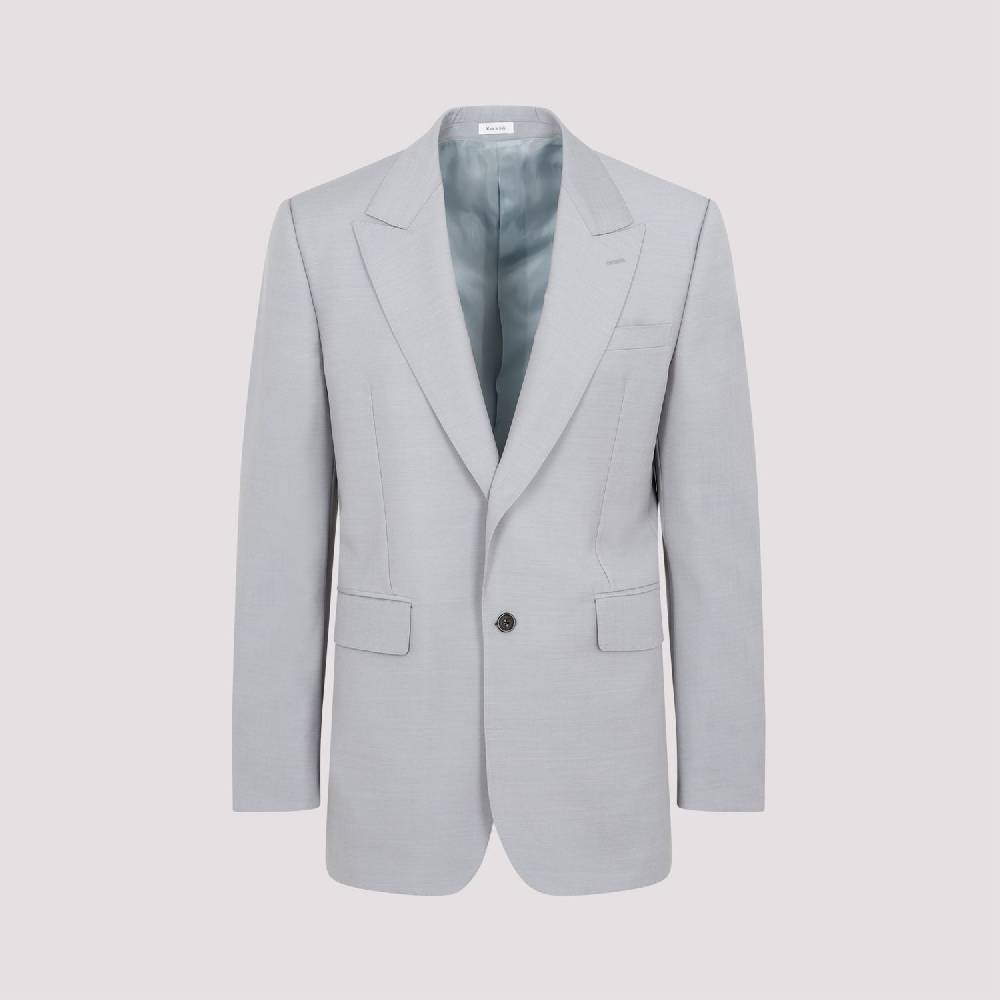 ALEXANDER MCQUEEN  Giacca Uomo Grigia in Lana-Mohair di Alexander McQueen Acquista Ora
