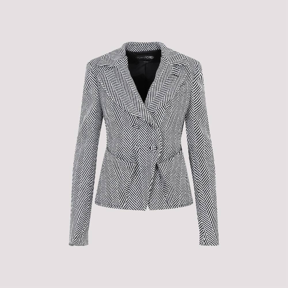 TOM FORD  Giacca Acetato Chevron Nera Tom Ford - Doppiopetto Donna Convenienza