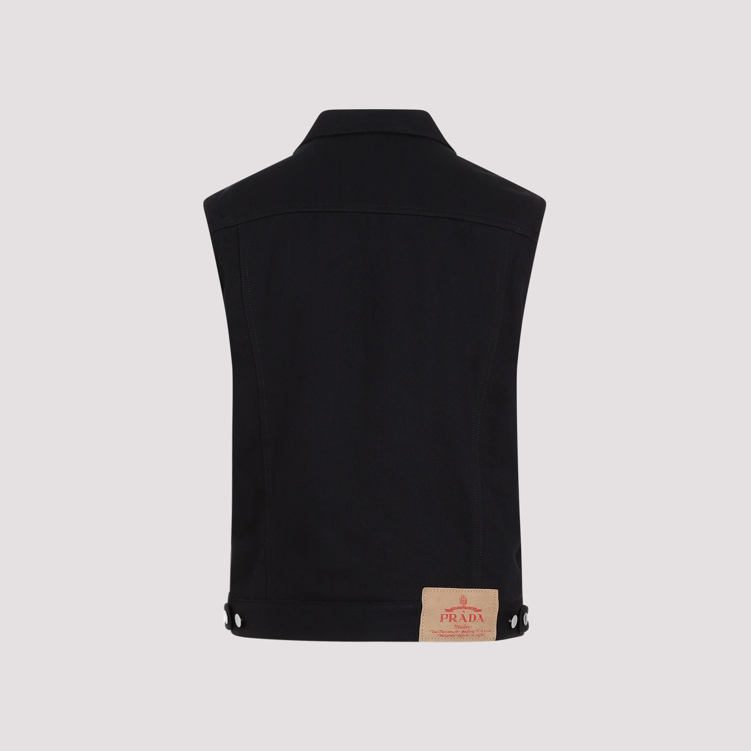PRADA  Gilet di Jeans Nero in Cotone PRADA - Panciotto Senza Maniche Uomo Presa
