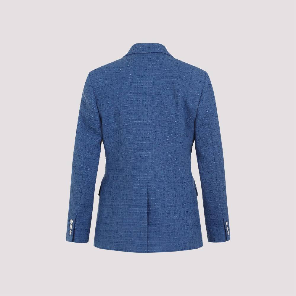 VERSACE  Blazer Tweed Cotone Blu Versace da Donna Sconto