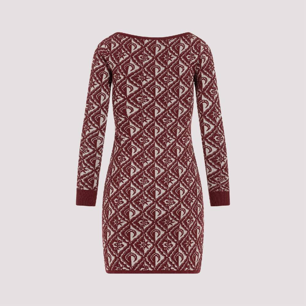 MARINE SERRE  Abito Corto Jacquard Rosso Marine Serre in Lana Economico