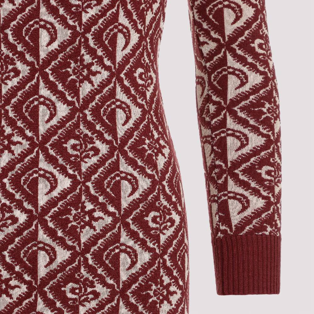 MARINE SERRE  Abito Corto Jacquard Rosso Marine Serre in Lana Economico