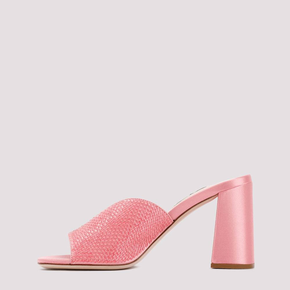 MIU MIU  Sandali MIU MIU in Raso Rosa con Tacco Largo 8,5cm I Più Venduti