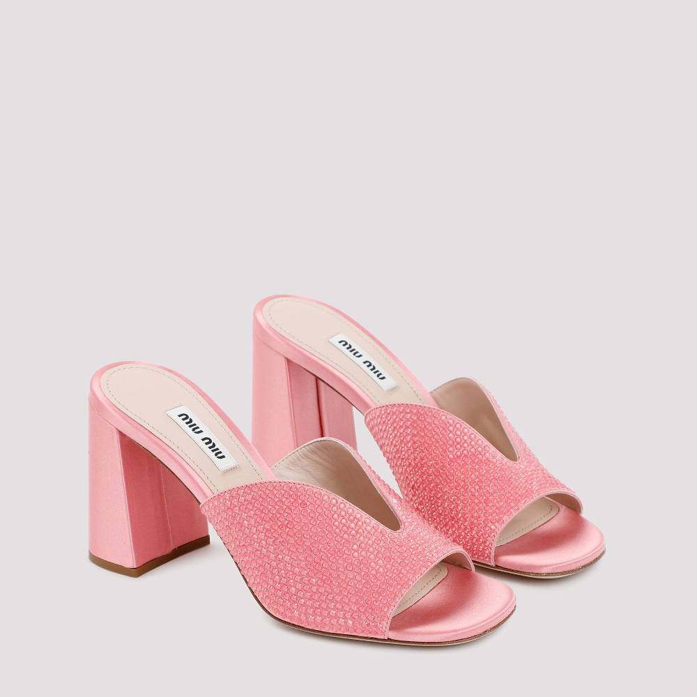 MIU MIU  Sandali MIU MIU in Raso Rosa con Tacco Largo 8,5cm I Più Venduti