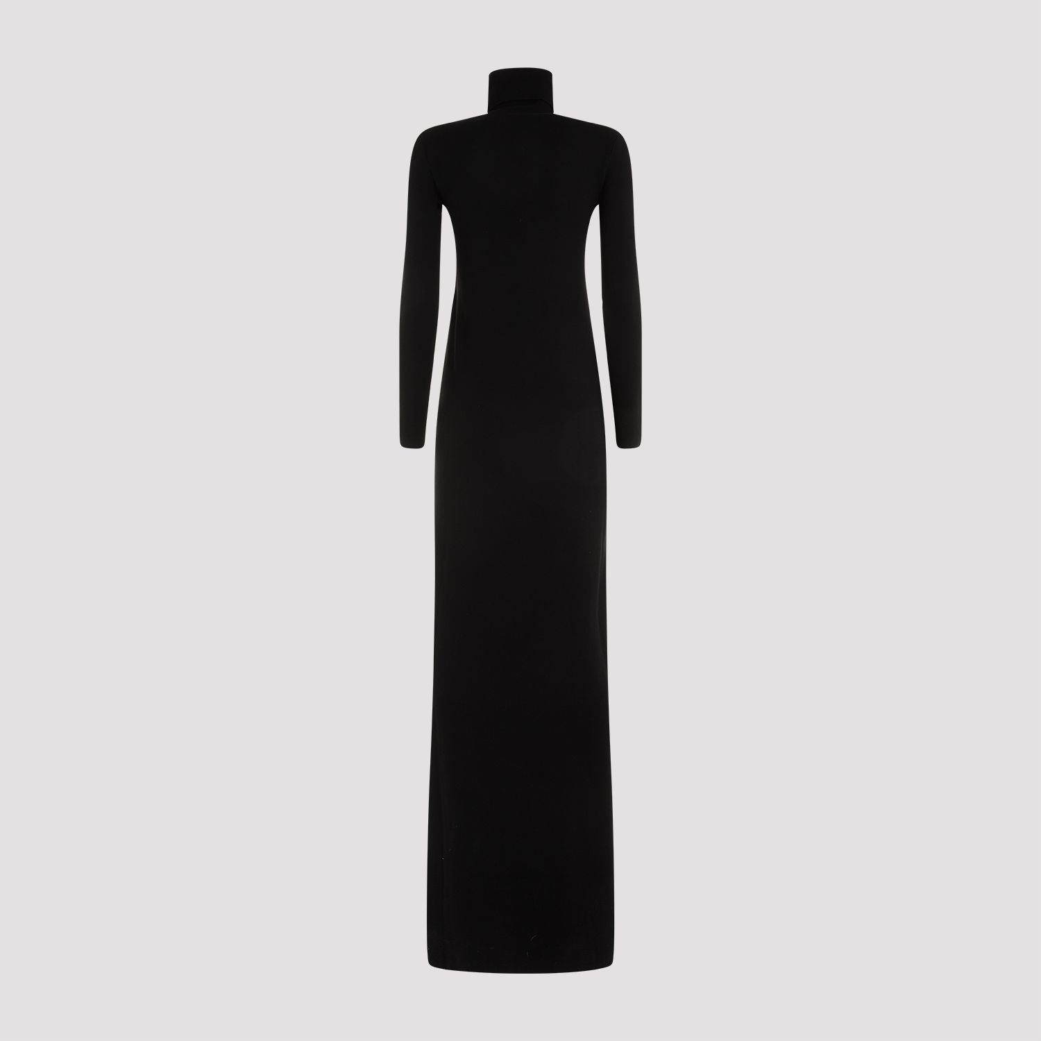 SAINT LAURENT  Abito Lungo Nero in Lana Saint Laurent Collo Alto Nuova