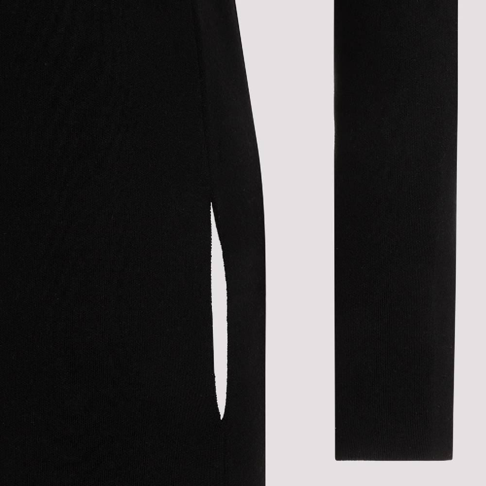 SAINT LAURENT  Abito Lungo Nero in Lana Saint Laurent Collo Alto Nuova