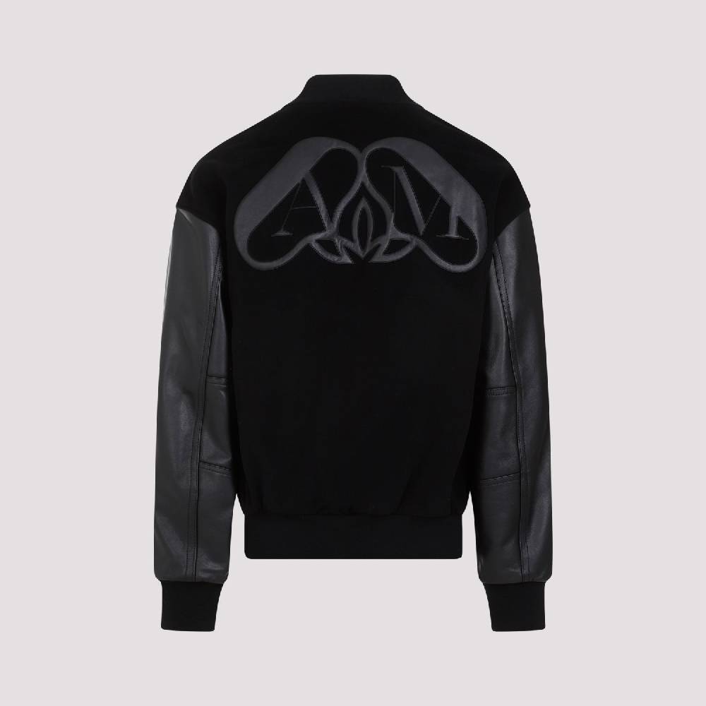 ALEXANDER MCQUEEN  Bomber Uomo Alexander McQueen in Cashmere e Pelle Nera 2025
