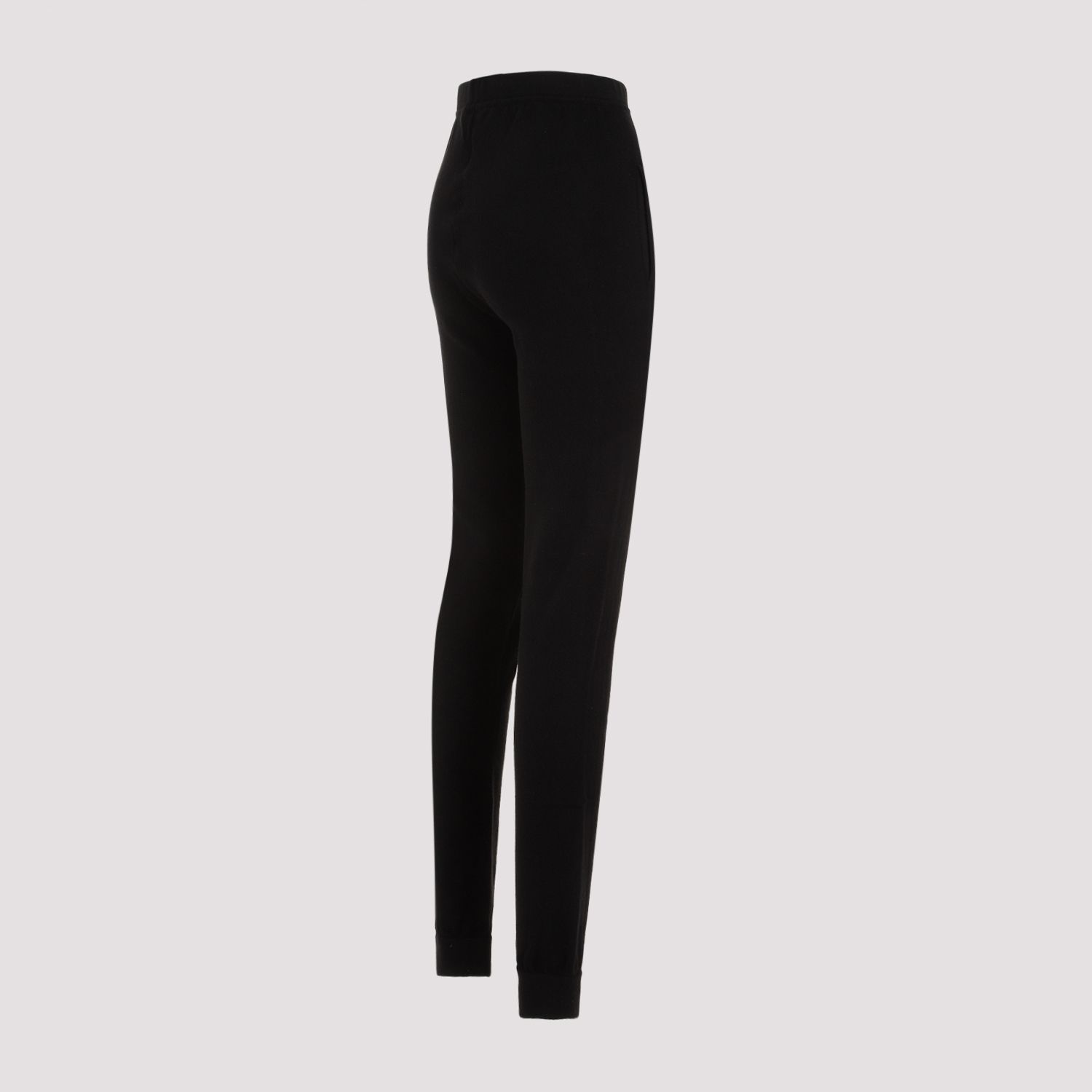SAINT LAURENT  Leggings in Cashmere Nero a Vita Alta Saint Laurent In Linea