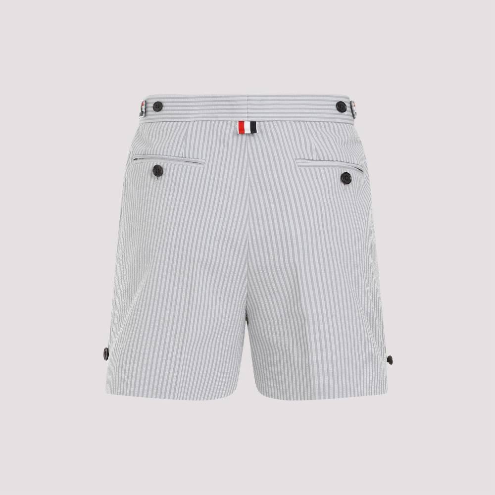 THOM BROWNE  Pantaloncini di Cotone Grigio Thom Browne con Righe Signature Promozione