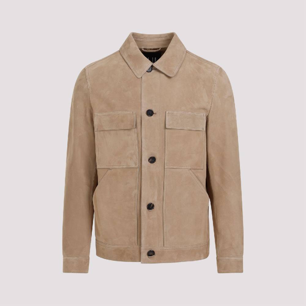 DUNHILL  Giacca di Pelle Scamosciata Marrone Dunhill Uomo Spedizione Gratuita