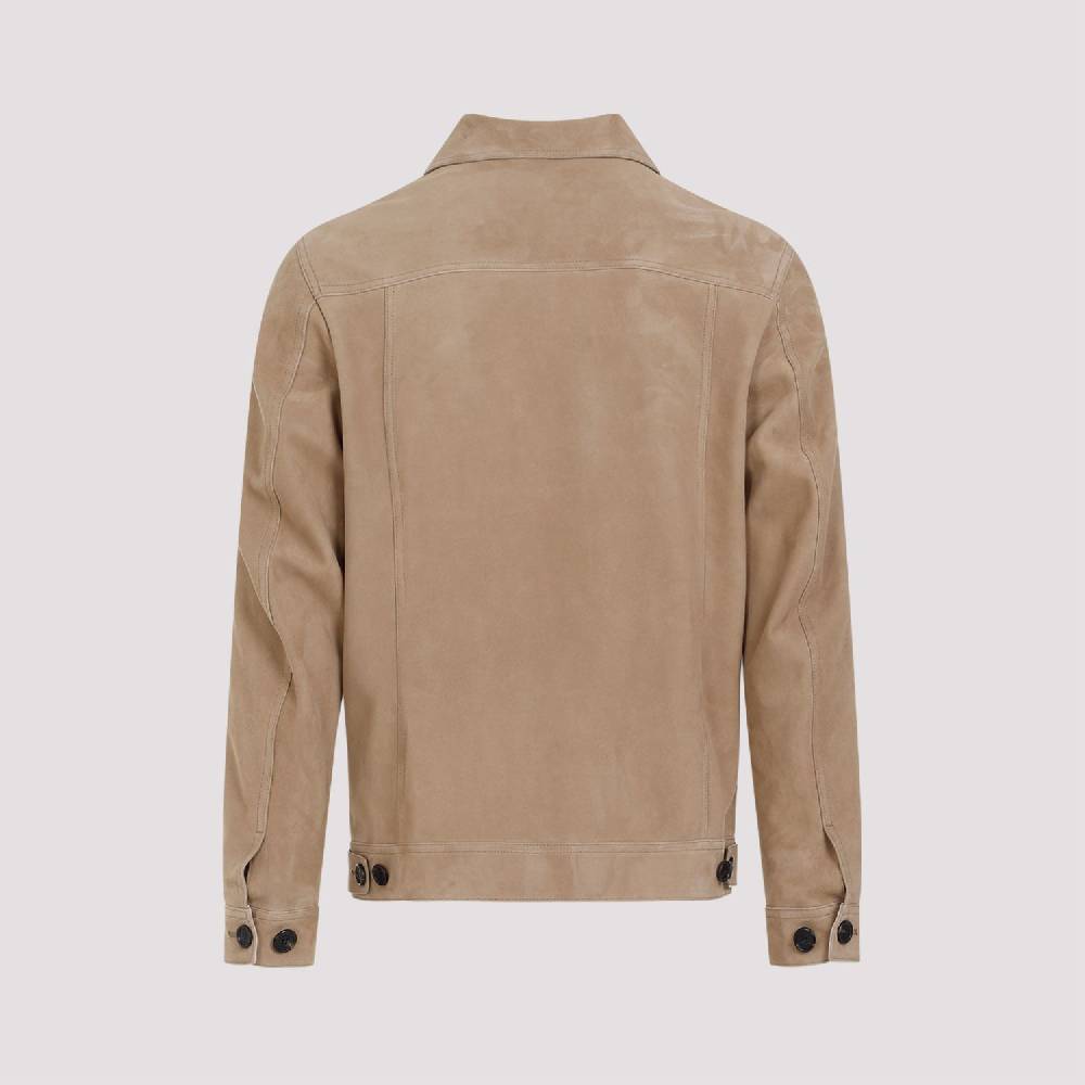 DUNHILL  Giacca di Pelle Scamosciata Marrone Dunhill Uomo Spedizione Gratuita