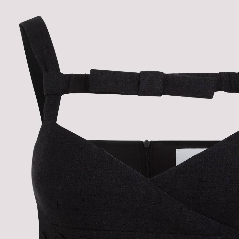 PATOU  Abito Mini Nero in Cotone con Fiocco PATOU Pezzi Unici